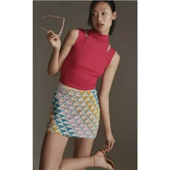 Anthropologie Tops - Anthropologie Layered Cutout Tank in Pink Size Large NWT